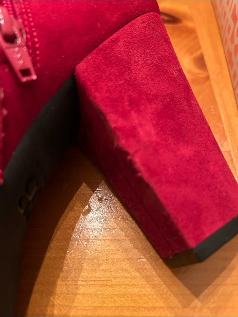 Gianni Bini Crimson Red Suede Platform Ankle Booties